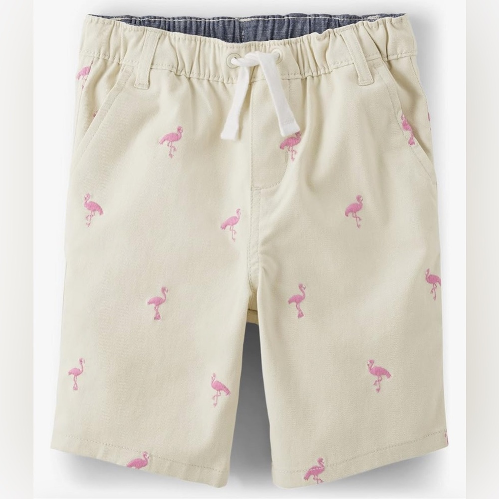 Gymboree Cream and Pink Flamingo Shorts